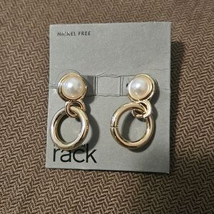 Nordstrom Gold-Tone Hoop Drop Earrings with Pearl Studs